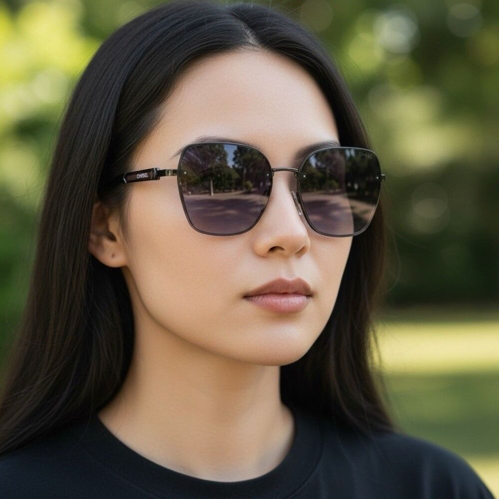 Chanel Women’s Gradient Sunglasses | Black/Brown | 58-18-140 | Italy | New - Picture 9 of 13